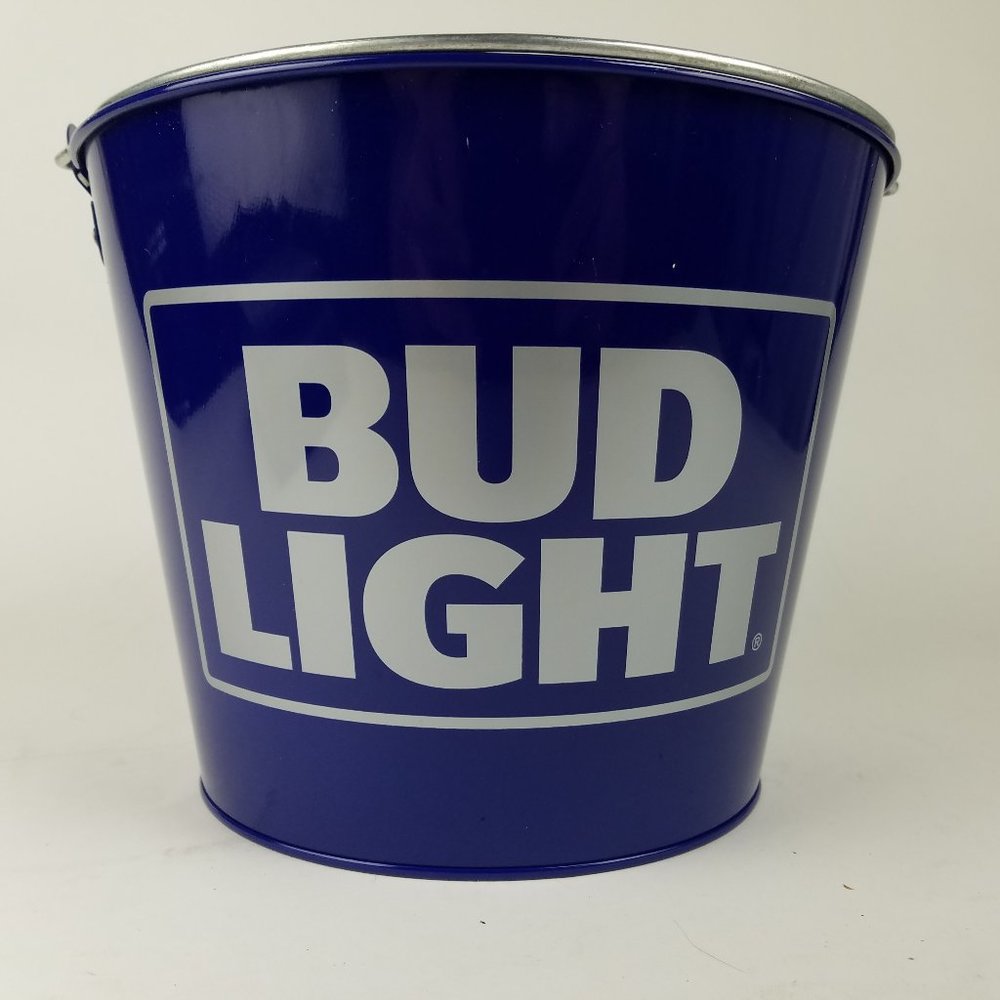 "Bud Light" Logo Beer Bucket Blue - Man Cave, Bar